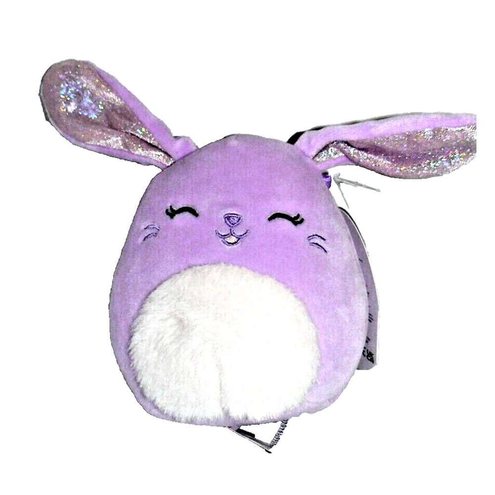 Purple Glitter Ears Squishmallows Bubbles Easter Bunny 5” Plush w All Tags NWT